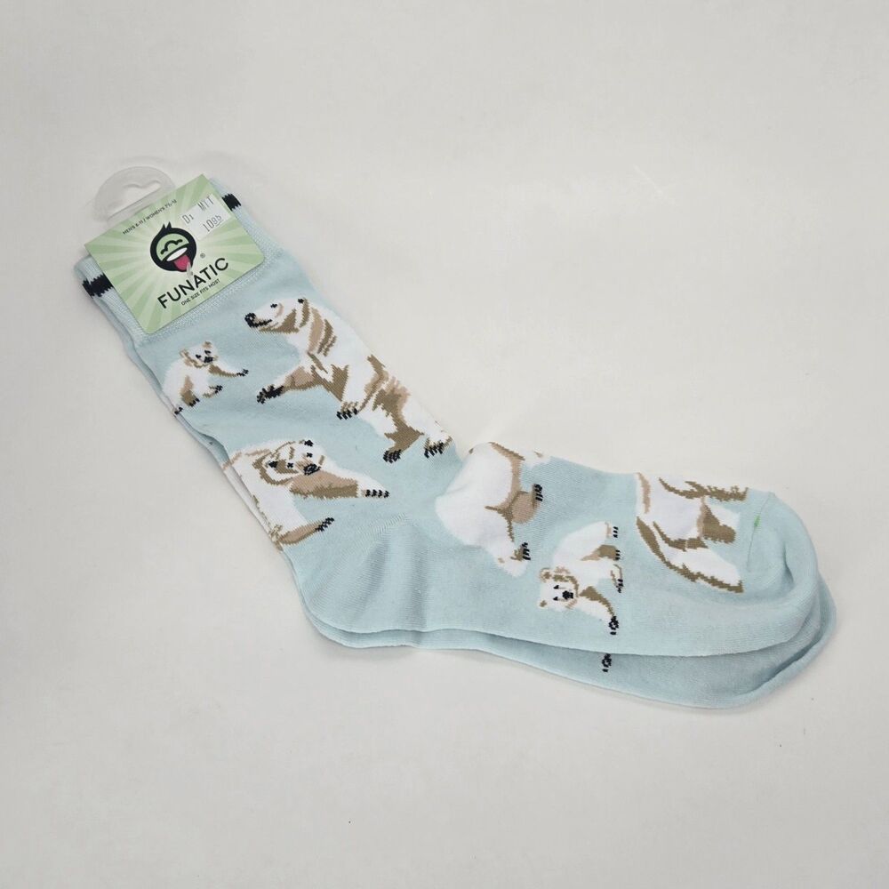 Funatic Polar Bear And Cub Crew Socks Cotton Blend Mens or Womens Socks Winter
